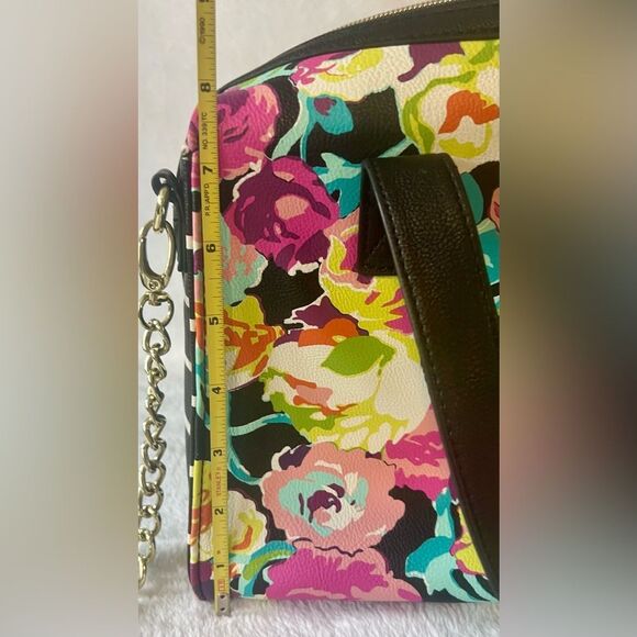 Betsey Johnson Pink and Black Satchel with Floral Design - Picture 9 of 12